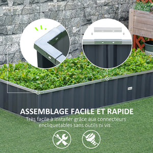 Carré Potager de Jardin 174 x 90 x 30 cm - modulable, Montage sans Outils, Gants fournis - tôle d'acier ondulée Anthracite