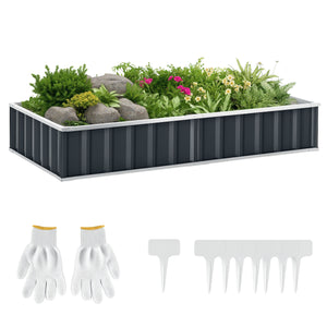 Carré Potager de Jardin 174 x 90 x 30 cm - modulable, Montage sans Outils, Gants fournis - tôle d'acier ondulée Anthracite