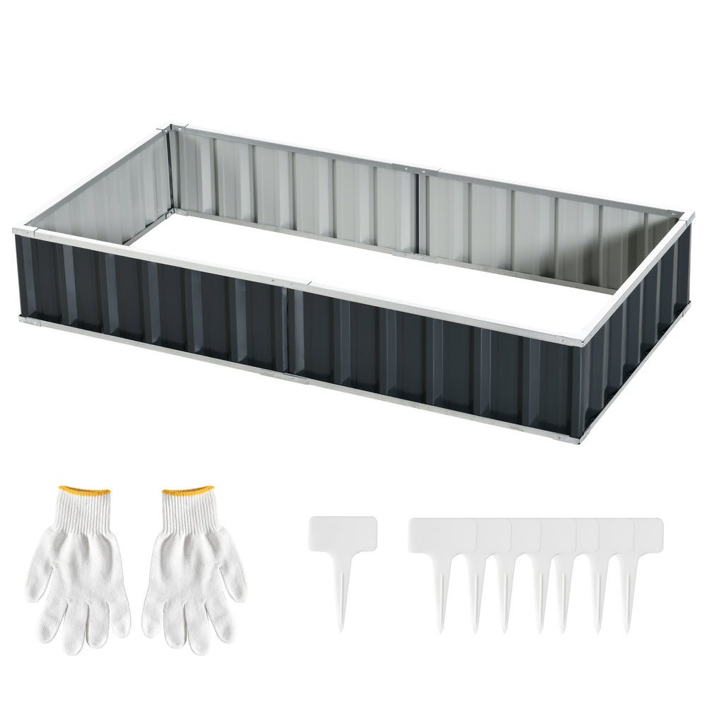 Carré Potager de Jardin 174 x 90 x 30 cm - modulable, Montage sans Outils, Gants fournis - tôle d'acier ondulée Anthracite