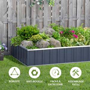 Carré Potager de Jardin 174 x 90 x 30 cm - modulable, Montage sans Outils, Gants fournis - tôle d'acier ondulée Anthracite