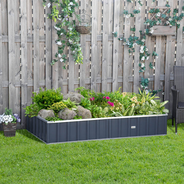 Carré Potager de Jardin 174 x 90 x 30 cm - modulable, Montage sans Outils, Gants fournis - tôle d'acier ondulée Anthracite