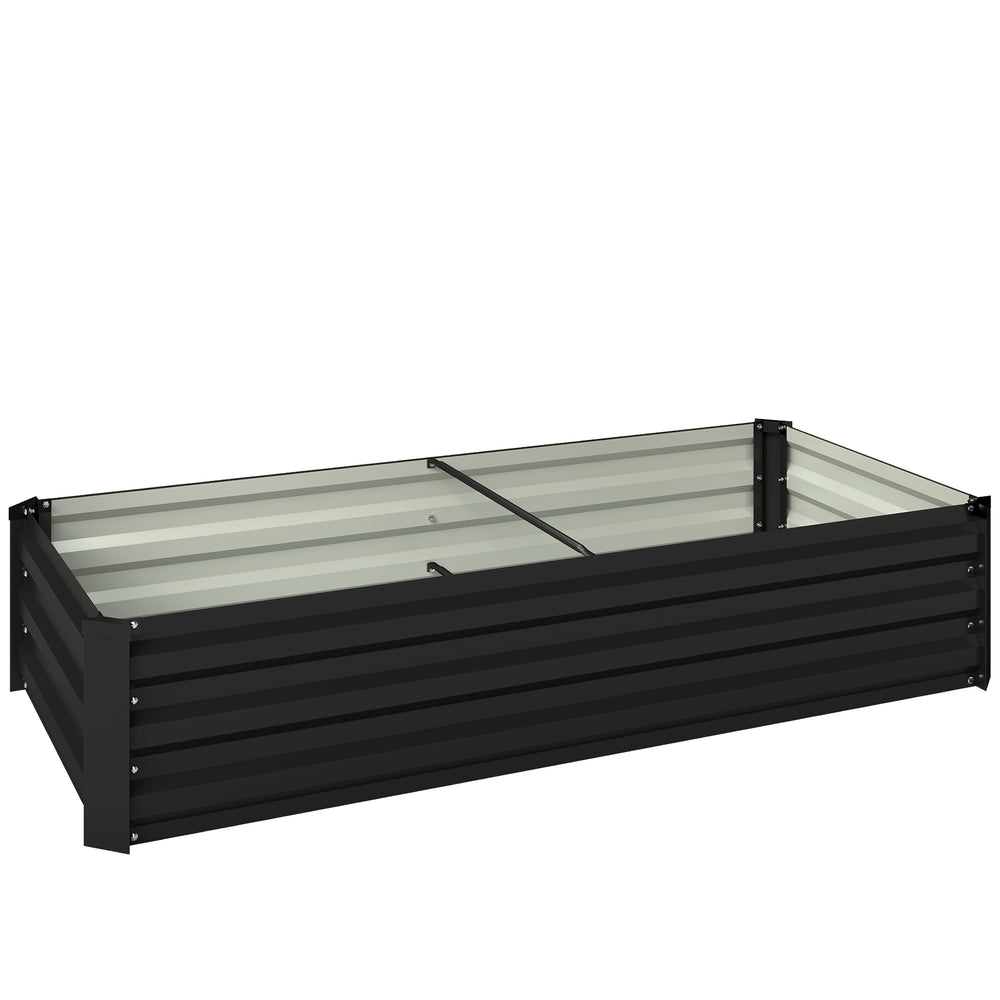Jardinière rectangulaire potager de jardin bac à fleurs en acier avec bordure de sécurité et fond ouvert dim. 150L x 70l x 30H cm gris foncé