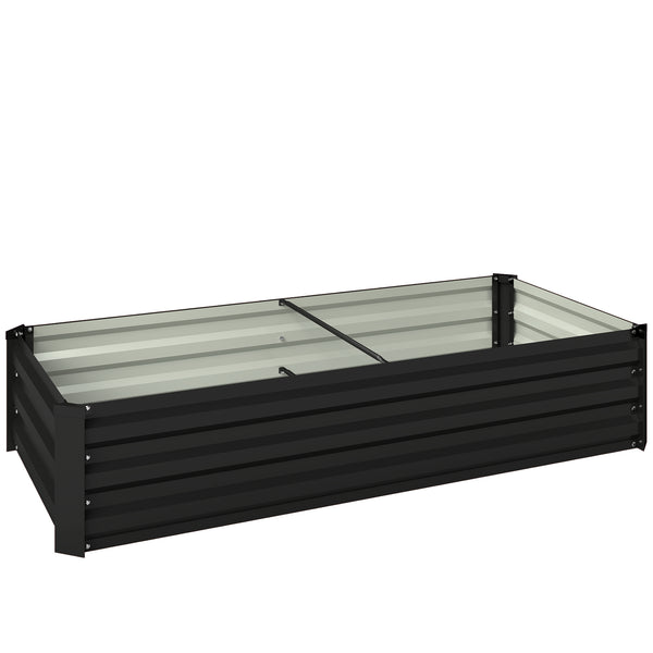 Jardinière rectangulaire potager de jardin bac à fleurs en acier avec bordure de sécurité et fond ouvert dim. 150L x 70l x 30H cm gris foncé