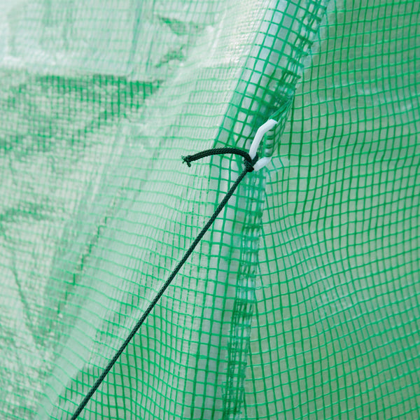Serre de Jardin Tunnel Surface Sol 6 m² 3L x 2l x 2H m châssis Tubulaire renforcé Porte zippée 6 fenêtres enroulables Vert