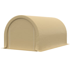 Carport tente de garage 5 x 3 x 2,4 m, abri voiture extérieur, tente de stockage avec porte enroulable zippée, acier galvanisé, PE haute densité 190 g/m², beige