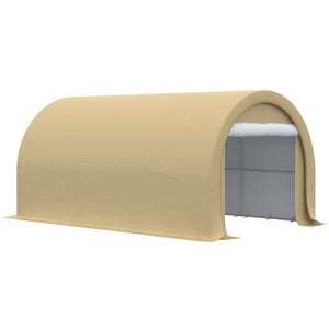 Carport tente de garage 5 x 3 x 2,4 m, abri voiture extérieur, tente de stockage avec porte enroulable zippée, acier galvanisé, PE haute densité 190 g/m², beige