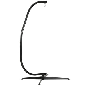 Support de fauteuil suspendu, support chaise suspendue, base en X, cadre en C, boucle à ressort inclus, cadre en métal robuste, charge max.120 kg, 114 x 80 x 208 cm, noir