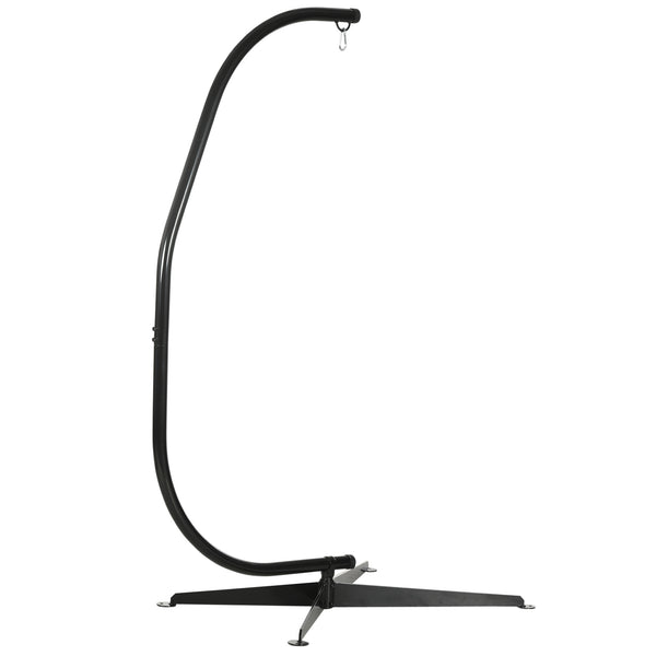 Support de fauteuil suspendu, support chaise suspendue, base en X, cadre en C, boucle à ressort inclus, cadre en métal robuste, charge max.120 kg, 114 x 80 x 208 cm, noir