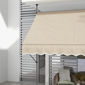 Store banne autoportant manuel auvent rétractable 2,5L x 1,2l x 2,1-3H m inclinaison réglable pour balcon sans trous à percer métal alu polyester sable