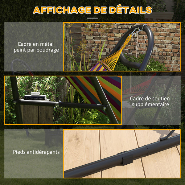 Support de Hamac pour 2 Personnes, Cadre de Hamac en Métal Portable et Réglable, Résistante aux Intempéries, pour Hamacs de 2,75 à 4,3m, Capacité de 250 kg, Noir