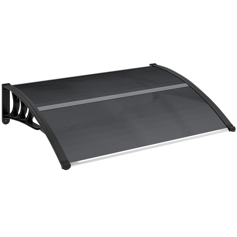 Auvent de porte d'entrée, toit marquise de porte exterieur en polycarbonate et aluminium résistante toit abri protection contre la pluie et UV pour terrasse, balcon, 100 x 75 cm, noir