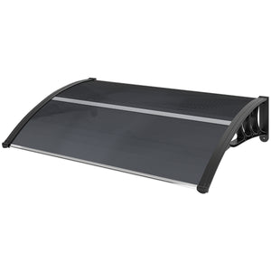 Auvent de porte d'entrée, toit marquise de porte exterieur en polycarbonate et aluminium résistante toit abri protection contre la pluie et UV pour terrasse, balcon, 100 x 75 cm, noir