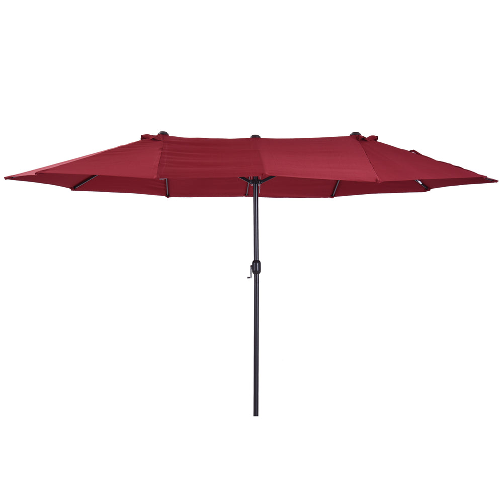 Parasol de jardin exterieur parasol double rectangulaire 4,6L x 2,7l x 2,4H m avec ouverture fermeture manivelle, cadre en acier, toile 180 g/m², parasol pour balcon, piscine, bordeaux