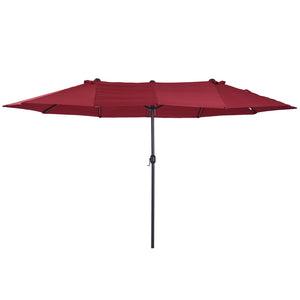 Parasol de jardin exterieur parasol double rectangulaire 4,6L x 2,7l x 2,4H m avec ouverture fermeture manivelle, cadre en acier, toile 180 g/m², parasol pour balcon, piscine, bordeaux