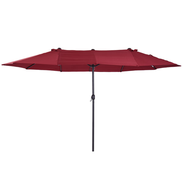 Parasol de jardin exterieur parasol double rectangulaire 4,6L x 2,7l x 2,4H m avec ouverture fermeture manivelle, cadre en acier, toile 180 g/m², parasol pour balcon, piscine, bordeaux