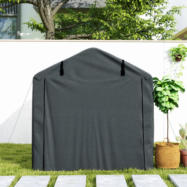 Abri de jardin 2 x 1,6 x 1,65 m, abri vélo extérieur avec cadre en métal galvanisé, imperméable et résistant aux UV, tente de stockage pour vélo, moto, outils, gris foncé