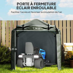 Abri de jardin 2 x 1,6 x 1,65 m, abri vélo extérieur avec cadre en métal galvanisé, imperméable et résistant aux UV, tente de stockage pour vélo, moto, outils, gris foncé