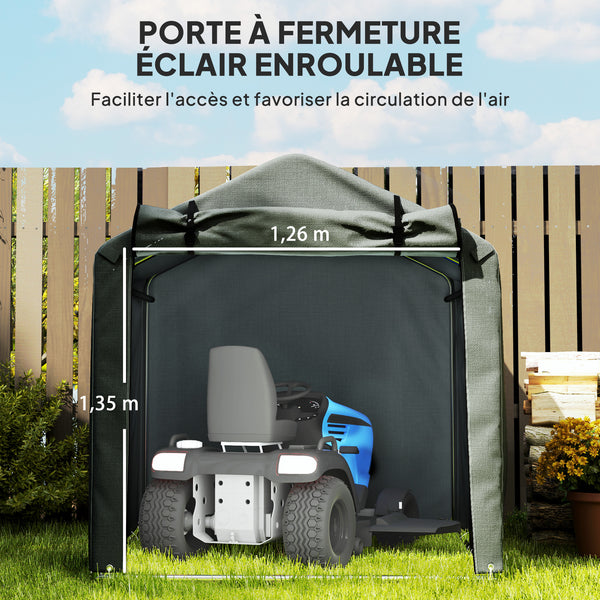 Abri de jardin 2 x 1,6 x 1,65 m, abri vélo extérieur avec cadre en métal galvanisé, imperméable et résistant aux UV, tente de stockage pour vélo, moto, outils, gris foncé