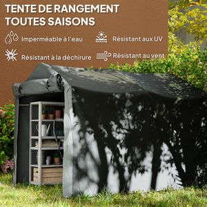 Abri de jardin 2 x 1,6 x 1,65 m, abri vélo extérieur avec cadre en métal galvanisé, imperméable et résistant aux UV, tente de stockage pour vélo, moto, outils, gris foncé