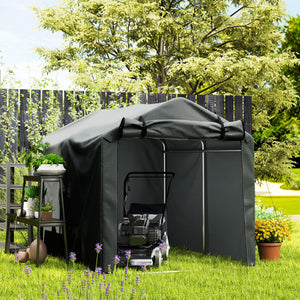 Abri de jardin 2 x 1,6 x 1,65 m, abri vélo extérieur avec cadre en métal galvanisé, imperméable et résistant aux UV, tente de stockage pour vélo, moto, outils, gris foncé