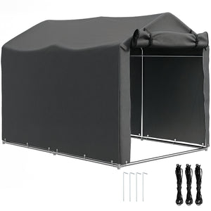Abri de jardin 2 x 1,6 x 1,65 m, abri vélo extérieur avec cadre en métal galvanisé, imperméable et résistant aux UV, tente de stockage pour vélo, moto, outils, gris foncé