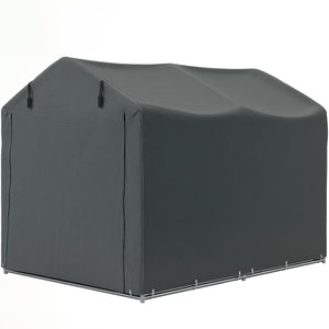 Abri de jardin 2 x 1,6 x 1,65 m, abri vélo extérieur avec cadre en métal galvanisé, imperméable et résistant aux UV, tente de stockage pour vélo, moto, outils, gris foncé