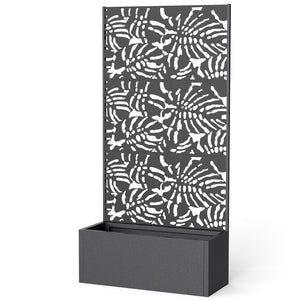 Jardinière avec treillis, bac à fleurs, lit surélevé avec brise-vue, pour plantes grimpantes, légumes, fleurs, métal, intérieur et extérieur, cour jardin balcon, 90 x 37,5 x 180 cm, noir