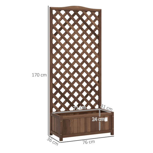 Jardinière avec Treillis - bac à Fleurs - jardinière sur Pied - dim. 76L x 36l x 170H cm - Fond à Lattes - Bois Sapin pré-huilé foncé marron