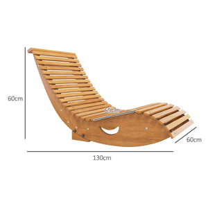 Chaise à bascule - Rocking chair d'extérieur jardin ergonomique avec siège à lattes et dossier haut en bois dim. 130L x 60l x 60H cm