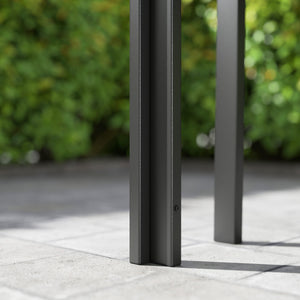 Table de jardin rectangulaire, table de salle à manger 4 personnes en métal et plateau résine tressée PE effet rotin, dim. 120L x 70l x 72H cm gris