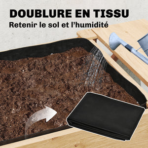 Potager sur Pieds à 2 niveaux, Jardinières surélevées avec étagères en bois avec doublure et trous de drainage pour fleurs et légumes, 119,5 x 102 x 76,5 cm, marron clair