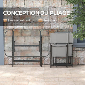 Ensemble de jardin 4 chaises + 1 table salon de jardin 5 pièces pilables chaises textilènes et plateau en verre trempé gris