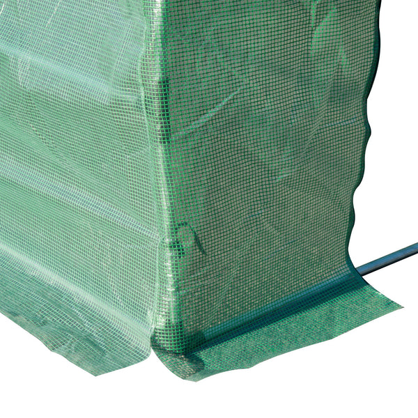 Bâche de Rechange Serre Tunnel 18 m², bâche 6 x 3 x 2 m PE Anti-UV imperméable 12 fenêtres + Porte Enroulable zippée vert