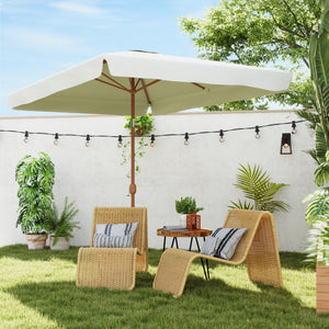 Parasol de jardin extérieur rectangulaire 200 x 300 cm, parasol inclinable 6 baleines en aluminium, tissu polyester 180g/m² protection UV avec manivelle, pour balcon jardin terrasse, crème