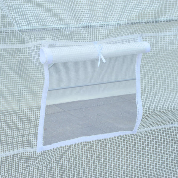 Serre de Jardin Tunnel Surface Sol 5 m² 2,5L x 2l x 2H m châssis Tubulaire renforcé 18 mm 4 fenêtres Blanc