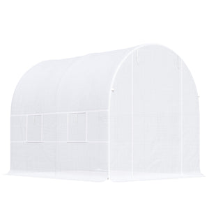 Serre de Jardin Tunnel Surface Sol 5 m² 2,5L x 2l x 2H m châssis Tubulaire renforcé 18 mm 4 fenêtres Blanc