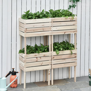 Jardinières sur Pieds carrés potagers - Lot de 4 jardinières sur Pied modulables - dim. 50L x 30l x 60H cm - Inserts d'irrigation Film Protecteur - Bois Sapin Naturel