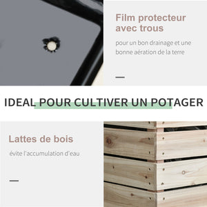 Jardinières sur Pieds carrés potagers - Lot de 4 jardinières sur Pied modulables - dim. 50L x 30l x 60H cm - Inserts d'irrigation Film Protecteur - Bois Sapin Naturel