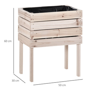 Jardinières sur Pieds carrés potagers - Lot de 4 jardinières sur Pied modulables - dim. 50L x 30l x 60H cm - Inserts d'irrigation Film Protecteur - Bois Sapin Naturel