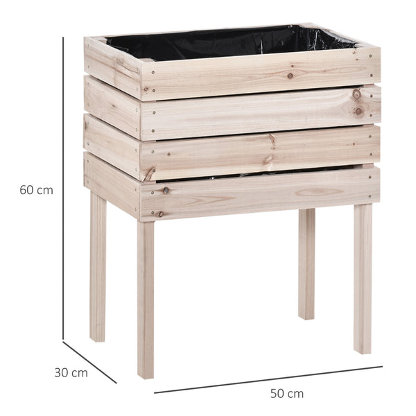 Jardinières sur Pieds carrés potagers - Lot de 4 jardinières sur Pied modulables - dim. 50L x 30l x 60H cm - Inserts d'irrigation Film Protecteur - Bois Sapin Naturel