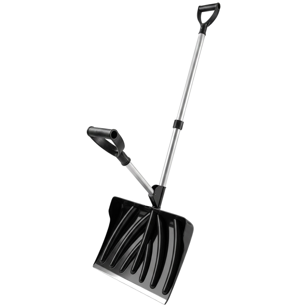 Pelle à Neige Aluminium avec Poignée d'Assistance en D, Poussoir à Neige Portable à Lame Large de 45 cm, Manche Amovible, pour Jardin, Allée, Voiture et Camping, Noir