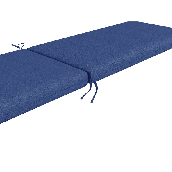 Lot de 2 Matelas pour Chaise Longue transat Bain de Soleil avec Sangles d'attache pour Jardin dim. 190,5L x 58,4l x 7H cm Bleu