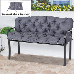 Coussin Matelas Assise Dossier pour Banc de Jardin balancelle canapé 2 Places Grand Confort 132 x 110 x 10 cm Gris