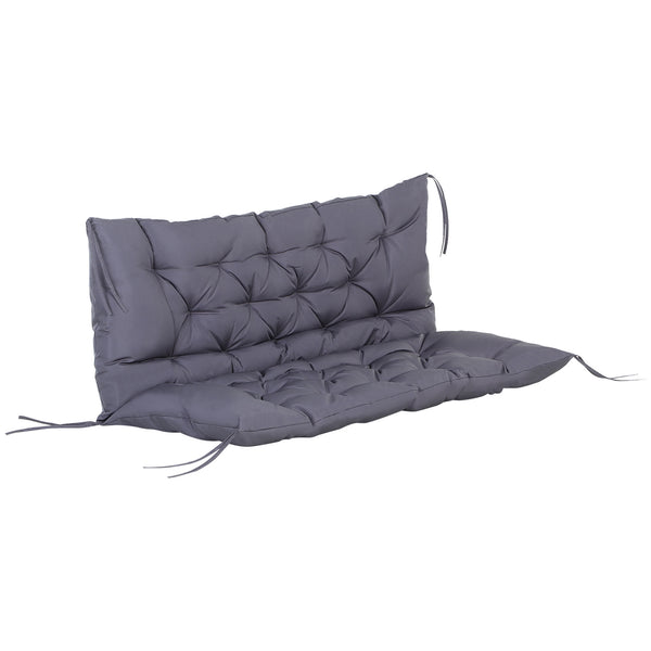 Coussin Matelas Assise Dossier pour Banc de Jardin balancelle canapé 2 Places Grand Confort 132 x 110 x 10 cm Gris
