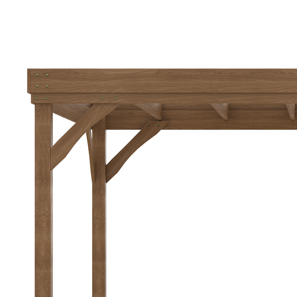 Pergola jardin extérieur 4 x 3 m pergola en bois traditionnelle autoportante avec 4 pieds Toit terrasse à décorer - marron