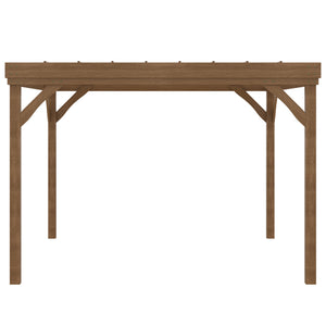 Pergola jardin extérieur 4 x 3 m pergola en bois traditionnelle autoportante avec 4 pieds Toit terrasse à décorer - marron