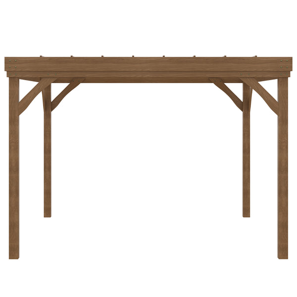 Pergola jardin extérieur 4 x 3 m pergola en bois traditionnelle autoportante avec 4 pieds Toit terrasse à décorer - marron