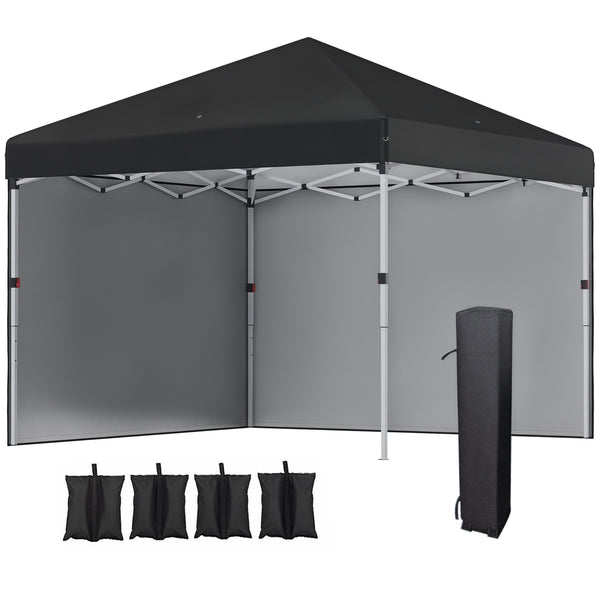Tonnelle de jardin pop-up pliant barnum réglable en hauteur protection UV 30+ 2 parois latérales - sac de transport inclus - pour fête, événement plein air - 297 x 297 x 288 cm noir
