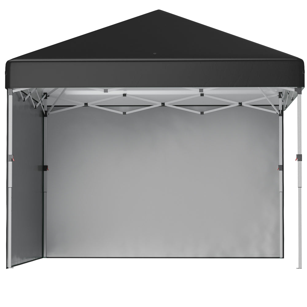 Tonnelle de jardin pop-up pliant barnum réglable en hauteur protection UV 30+ 2 parois latérales - sac de transport inclus - pour fête, événement plein air - 297 x 297 x 288 cm noir