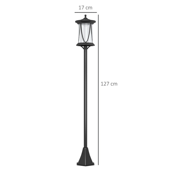 Lampadaire solaire extérieur, lampadaire de jardin, LED, allumage et extinction automatiques, avec interrupteur marche/arrêt, IP44, 127 cm de haut, noir